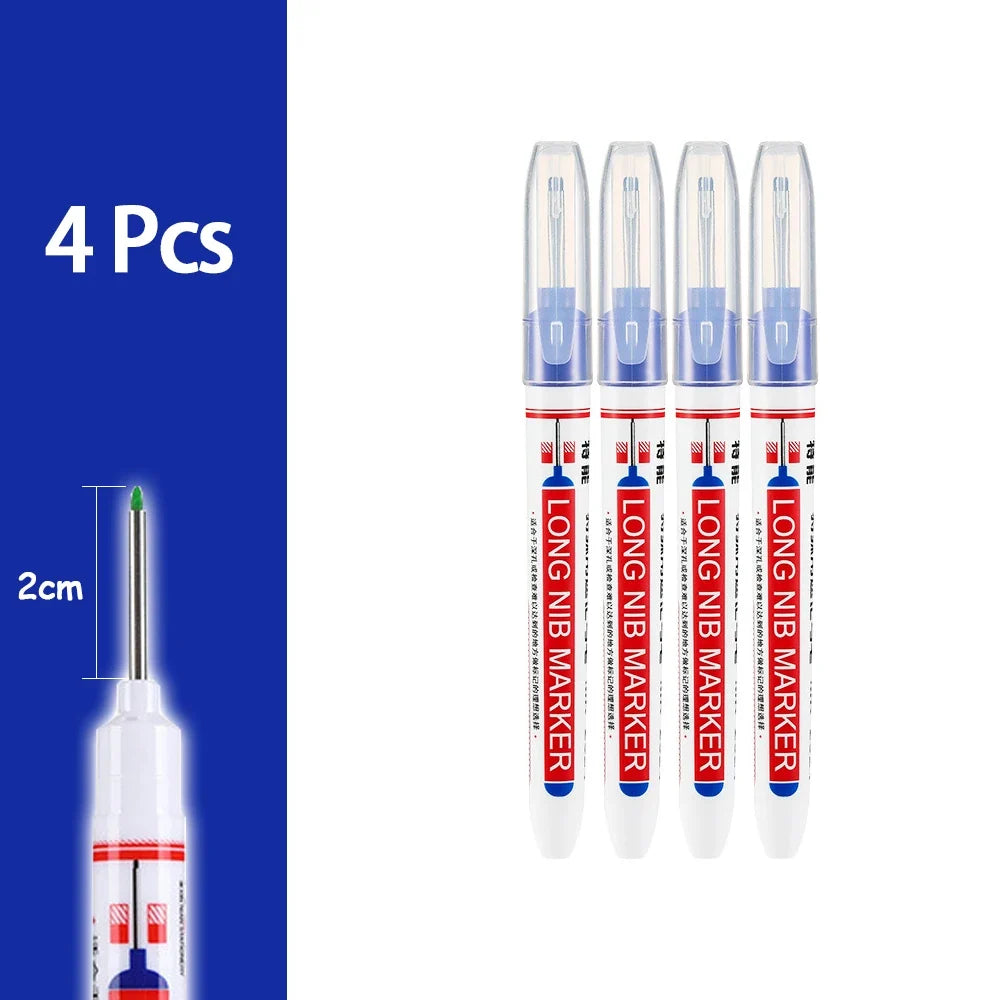 2cm Waterproof Deep Hole Marker Pen - Long Head Carpenter Markers for Metal Woodworking Tools 4-80pcs