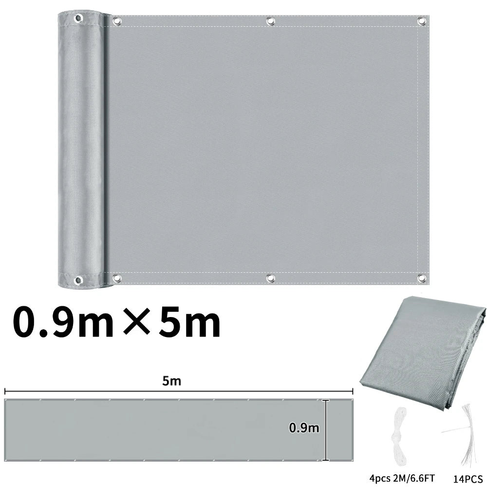 Balcony Privacy Screen Fence Cover with Grommets – Waterproof UV Protection Sunshade Cloth for Patio, Garden & Outdoor Shelter
