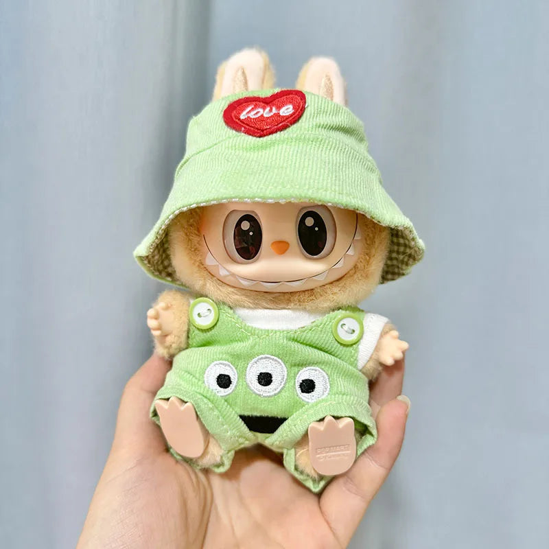 17cm Mini Plush Doll Clothes Set – Kpop EXO Labubu I & II Idol Dolls Sit Party Overalls, Clothing Gift
