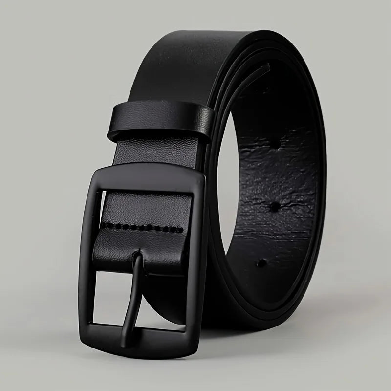 New Luxury Men’s PU Leather Belt – High-Quality Metal Pin Buckle Designer Waist Strap for Jeans, Plus Size