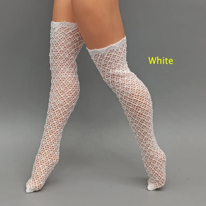 25CM Winter Doll Fishnet Stockings – Rainbow Striped Socks for Dolls, Girls’ Christmas Gift