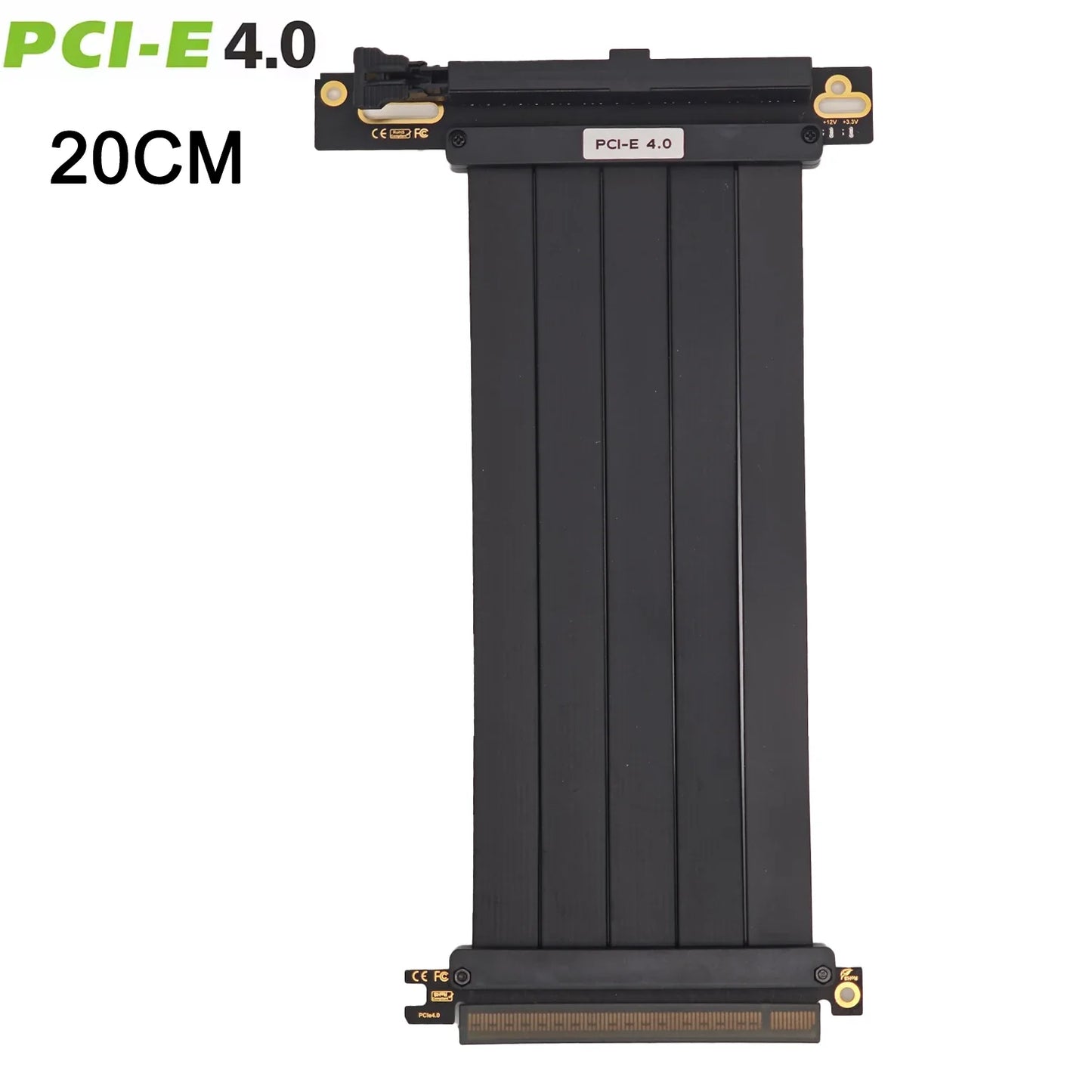 PCIe x16 GPU Riser Cable - Gen 3.0/4.0 Double Reverse Graphics Card Extension with Gold-Plated Connector