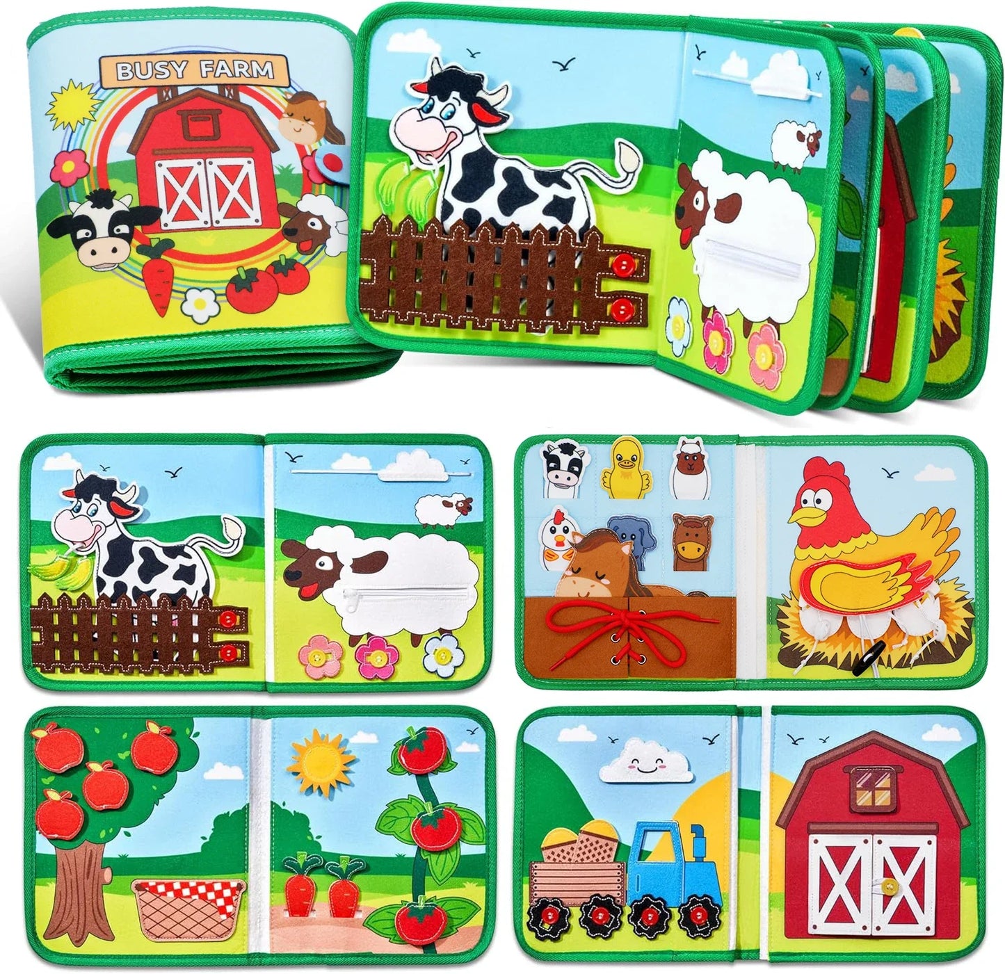 Baby Soft 3D Cloth Book – Montessori Early Learning Toy for Color Cognition & Basic Life Skills