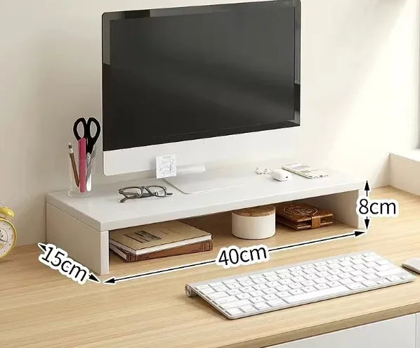 Desktop Monitor Stand Riser – Office Computer Shelf with Storage Base for Screen, Notes & Desk Organization