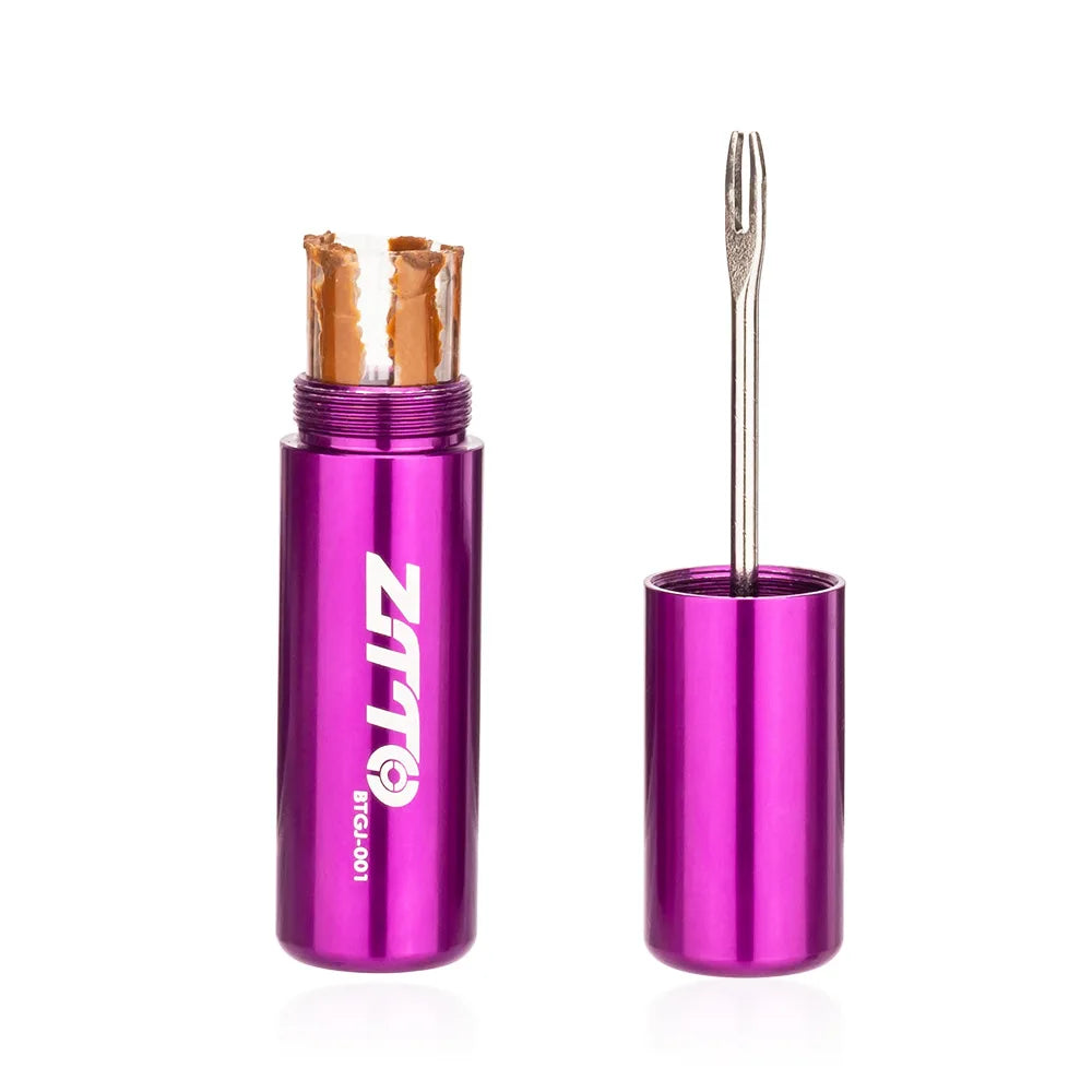 ZTTO Tubeless Bike Tire Repair Kit – Flat Puncture Plug Tool with Strips & Handlebar Storage for MTB & Road Bikes