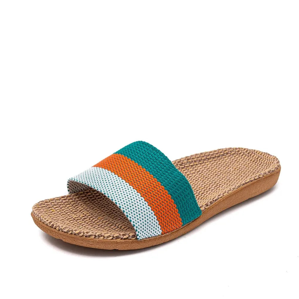 Women's Summer Linen Slippers – Lightweight EVA Flat Sandals, Casual Home Shoes