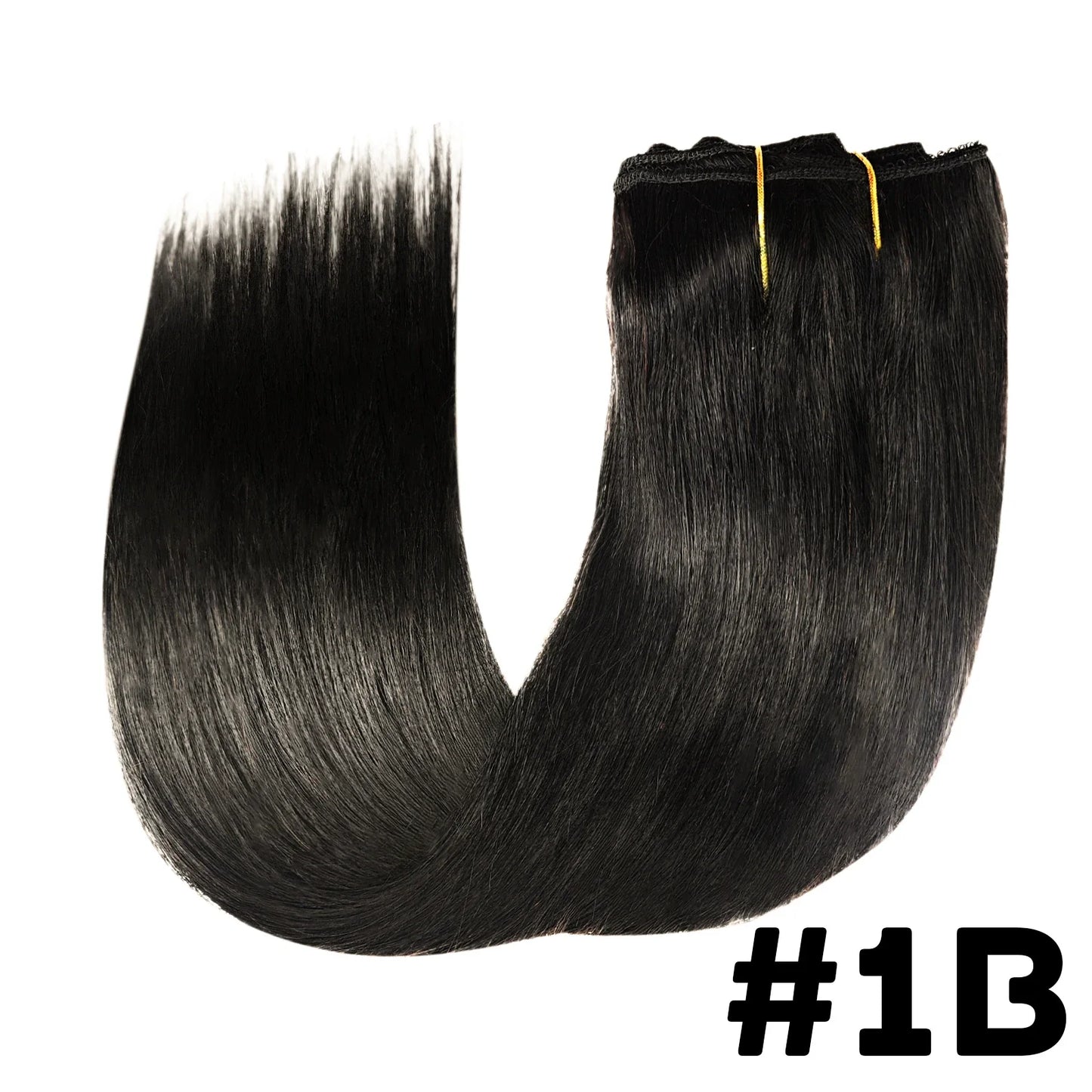 Straight Clip-In Hair Extensions β 8 Piece Full Head Set, 120g Brazilian Remy 100% Human Hair, Natural Black