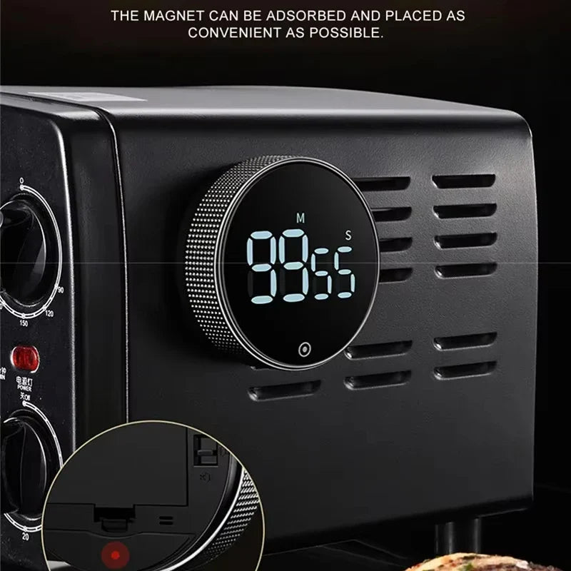 DINRGO Magnetic Kitchen Timer – Digital Manual Countdown Rotary Timer for Cooking, Shower & Stopwatch