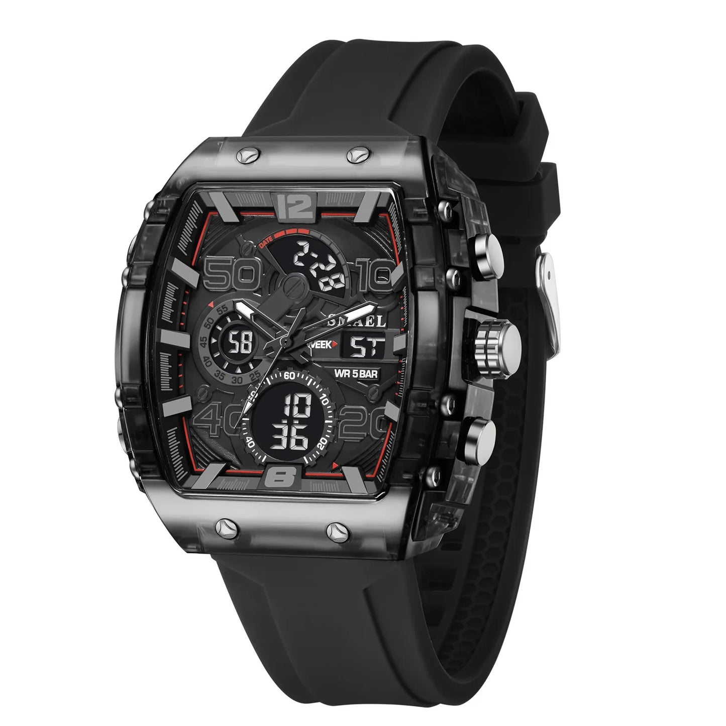 SMAEL 8109 Men’s Digital Sports Watch – Square Dual Display, Waterproof, Luminous, Multi-Color Fashion Electronic Wristwatch