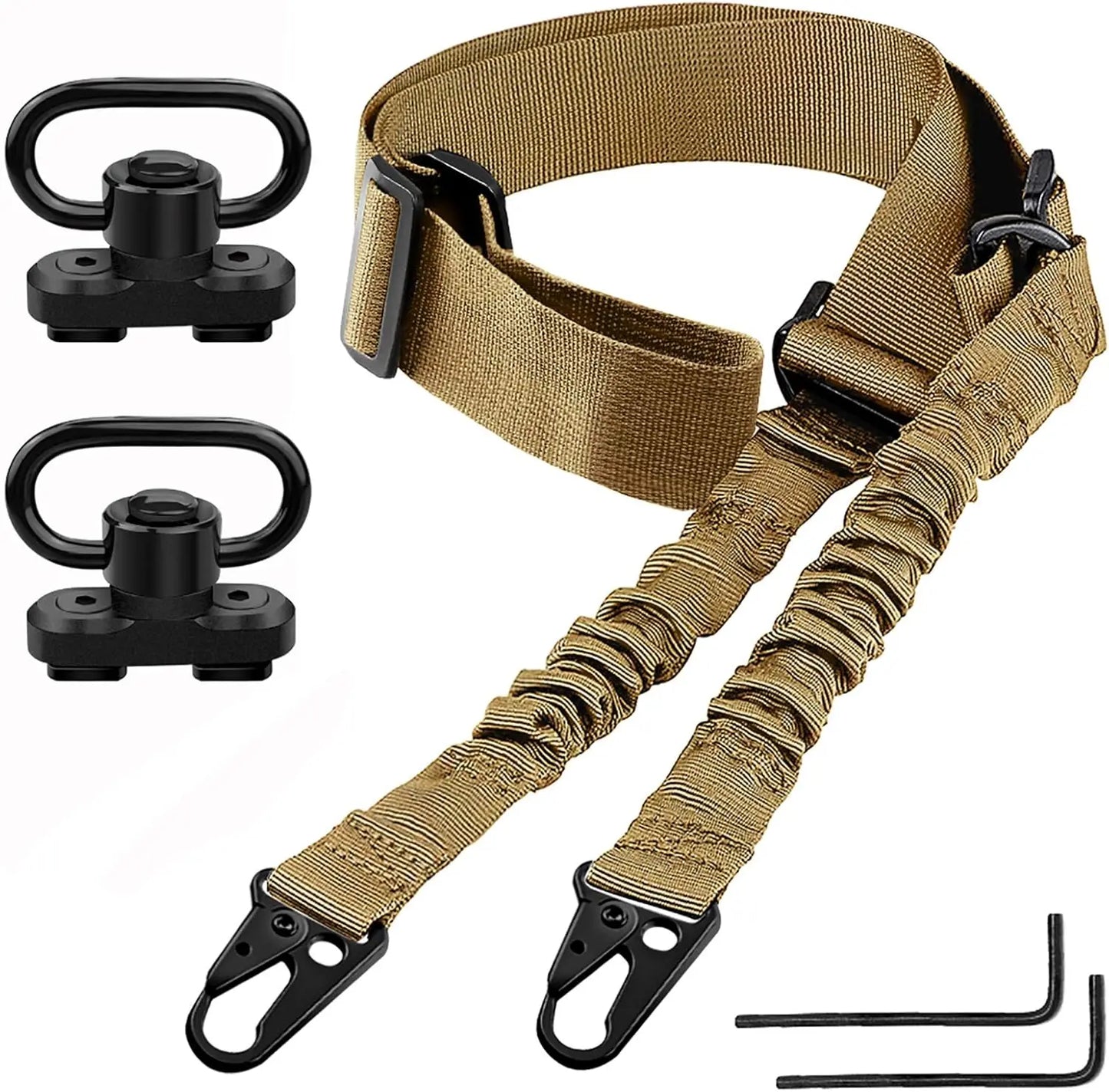2-Point Extra Long Rifle Sling – Adjustable Gun Strap with Metal Hook QD for Outdoor Sports