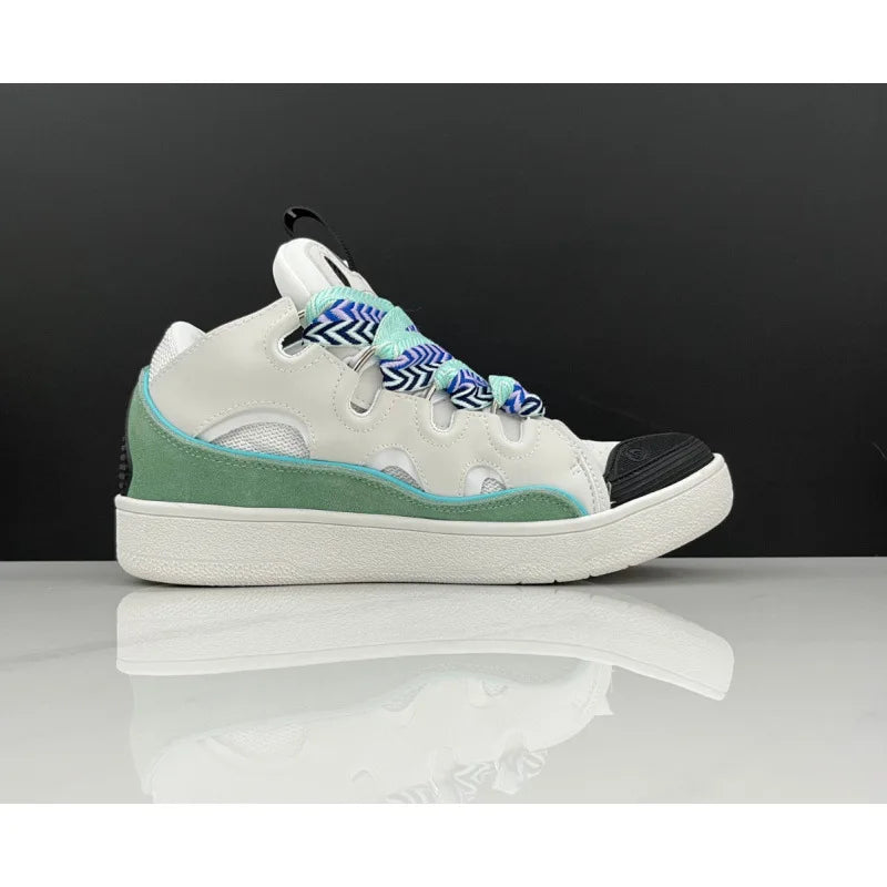Unisex Leather Lace-Up Sneakers - Retro Casual Sports Shoes with Dad Shoe Style