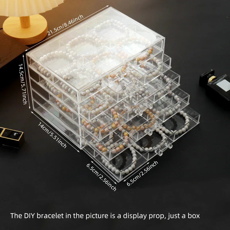 DIY Jewelry Storage Case – 30-Grid Large Earring & Bracelet Organizer with 5 Stackable Drawers