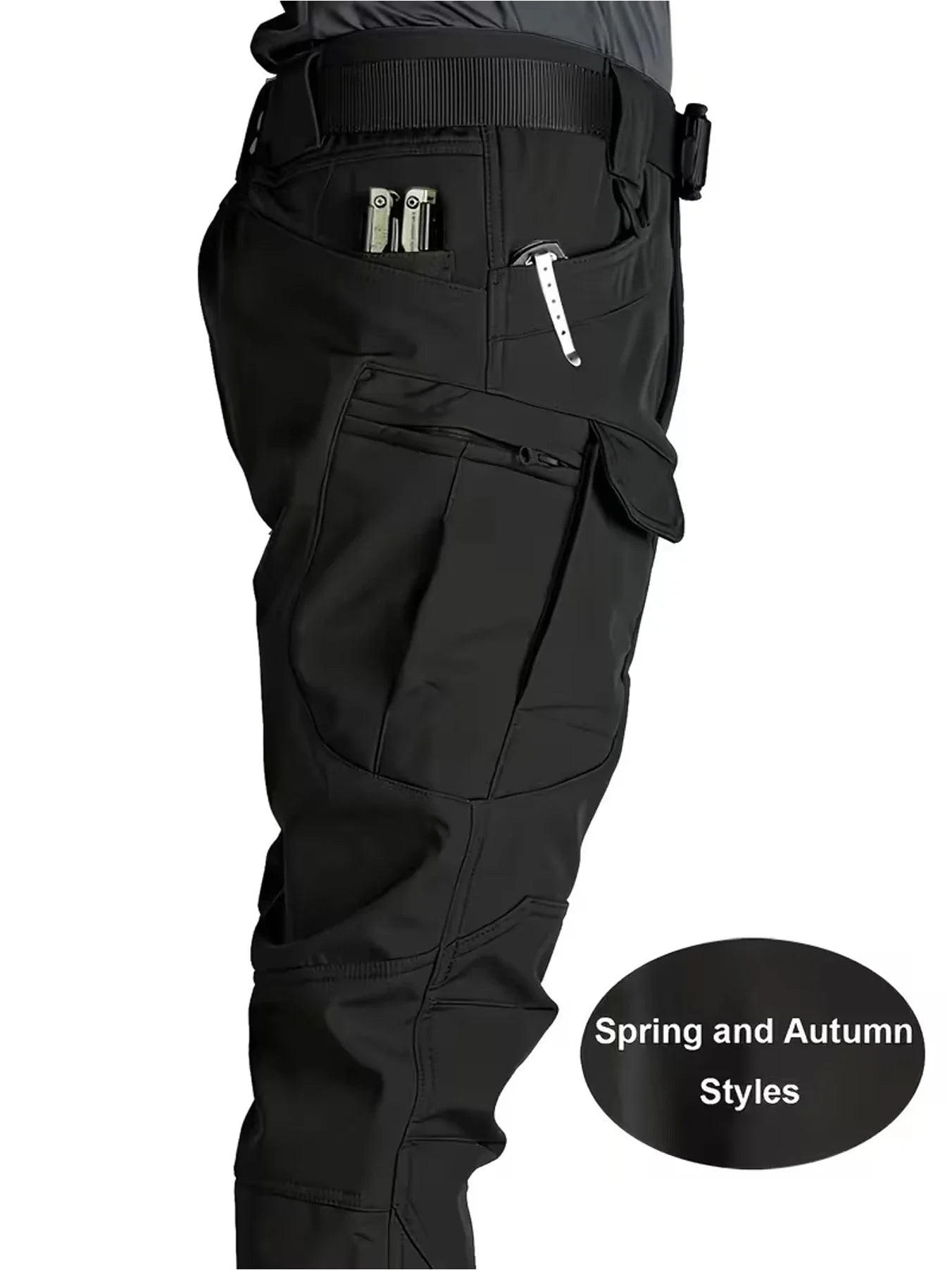Men's Multi-Pocket Cargo Pants - Stretchy Breathable Outdoor Casual Trousers with Regular Fit Design