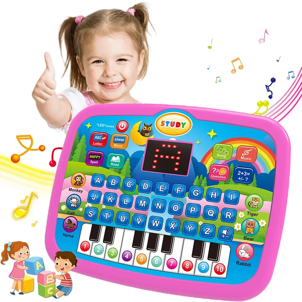 Kids Educational Tablet Toy - Interactive Literacy, Math & Music Learning Keyboard Gift for Ages 3+