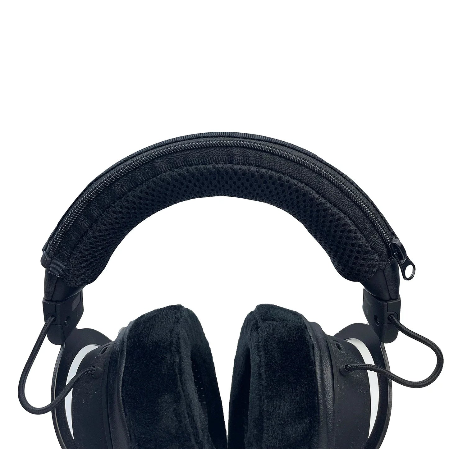 Realhigh Headband Cover: Breathable Mesh Cloth Zipper for Anker Soundcore Life Q10/Q20/Q30/Q35BT Headphones - Head Beam Protection