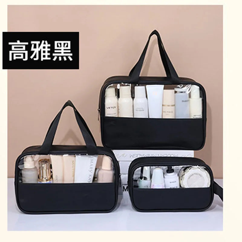 Portable Transparent Travel Cosmetic Bag for Women — Large-Capacity Waterproof Makeup & Toiletry Storage Case