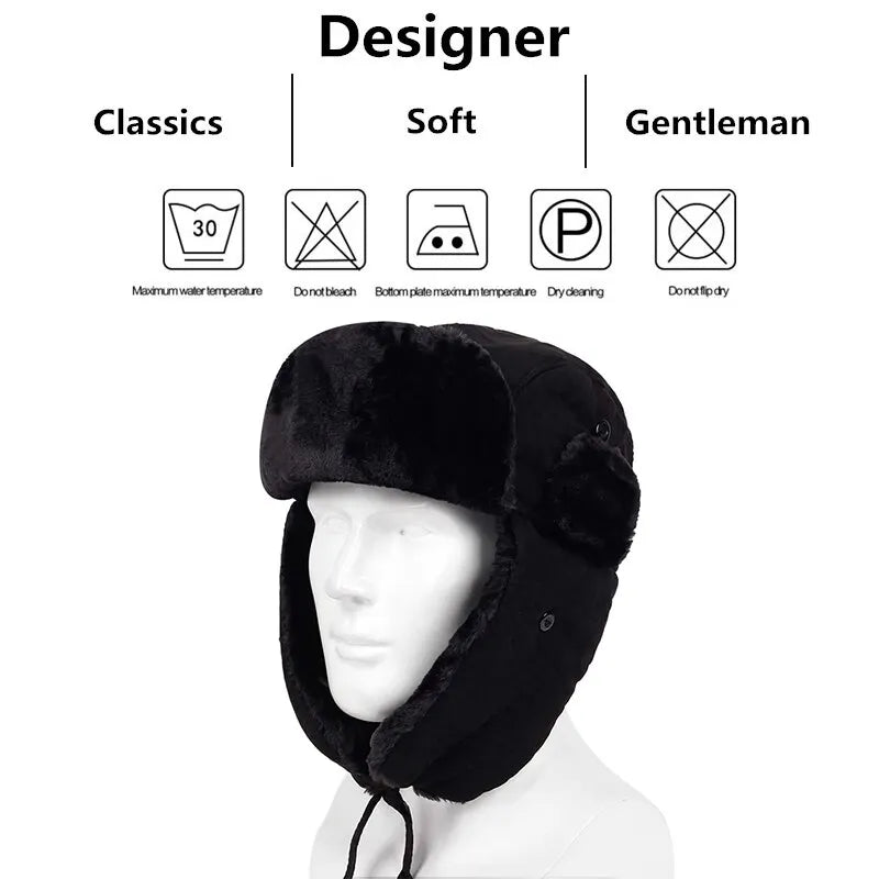 Unisex Winter Earflap Bomber Hat - Warm Ski Cap for Men and Women, Ideal for Outdoor Riding and Snow Activities