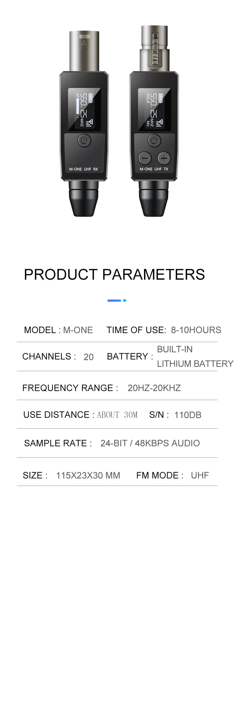VK-38 UHF Wireless Microphone Converter – XLR Transmitter & Receiver for Dynamic Mic & Guitar