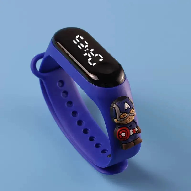 Kids’ Fashion Mickey & Spiderman Watch — Girls’ Electronic LED Sports Bracelet, Touch Screen Waterproof Kids Watch