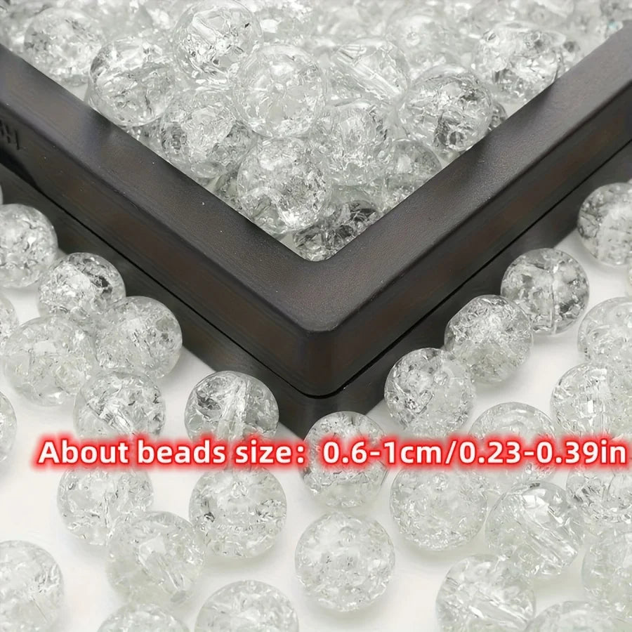 6/8/10mm White Cracked Acrylic Spacer Beads for DIY Jewelry Making – Handmade Bracelet & Necklace Craft Beads, Unique Gift Supplies