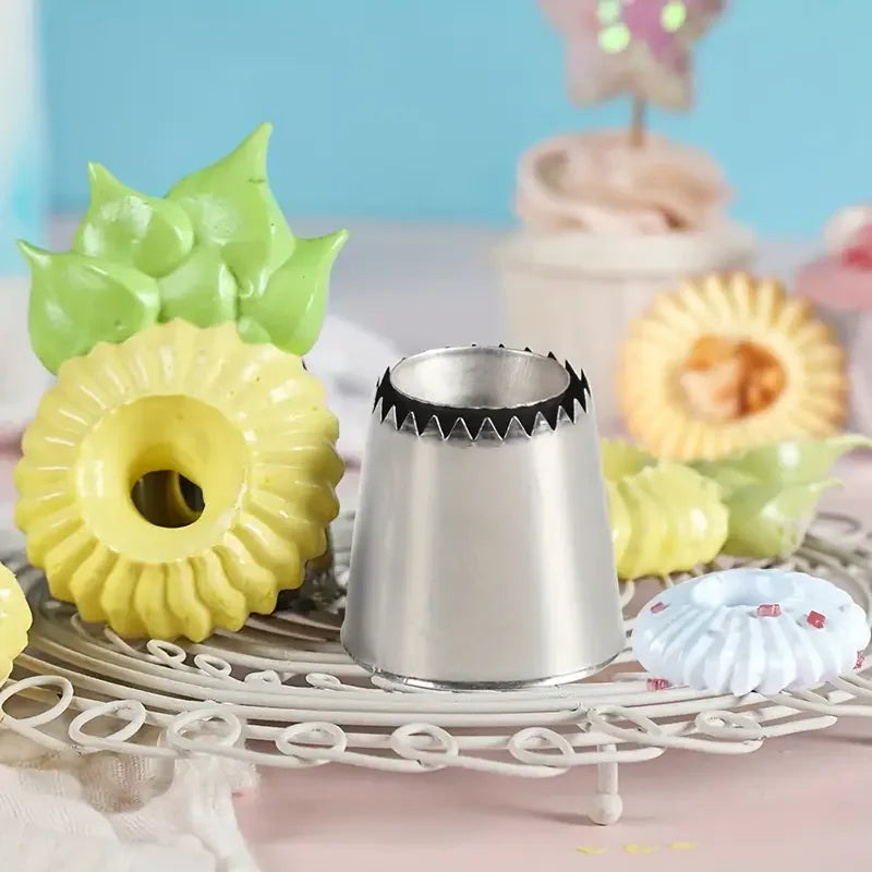 2PCS Large Stainless Steel Icing Nozzles – Cake Decorating Tips for Cakes, Cupcakes & Cookies