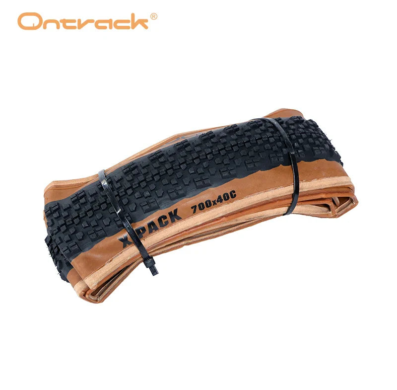ONTRACK Folded Gravel Tire 700x38C/40C/45V – X-Pack 30TPI, Brown Wall Black