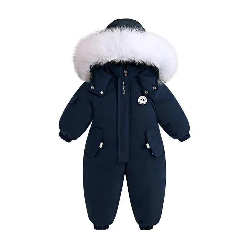 Winter Baby Ski Suit - Warm Waterproof Velvet Jumpsuit for Boys & Girls, 1–5 Years