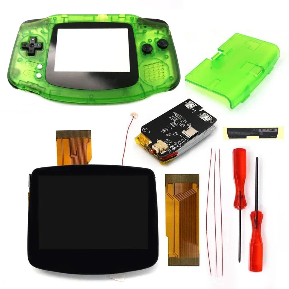 GBA V5 Laminated IPS LCD Backlight Kit – Built-In 1800mAh Rechargeable Battery with Type-C Port for Game Boy Advance