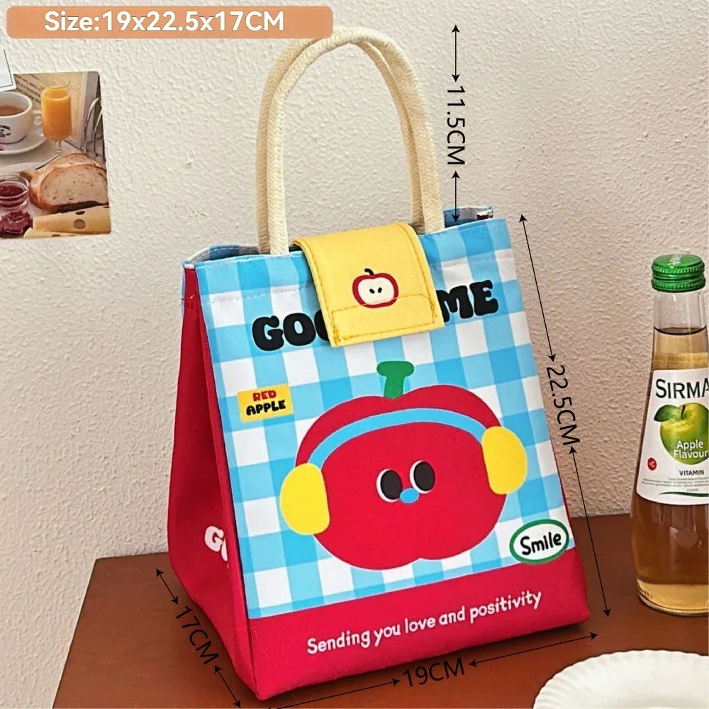 Cute Bento Lunch Bag – Large Capacity Insulated Tote for Office Workers, Students, and Fresh-Keeping Meals
