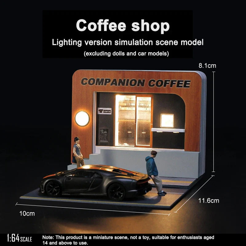 1/64 Scale Tavern Restaurant Model Scene with Lamp – Miniature Simulation Diorama Display Decor (No Figures or Cars)