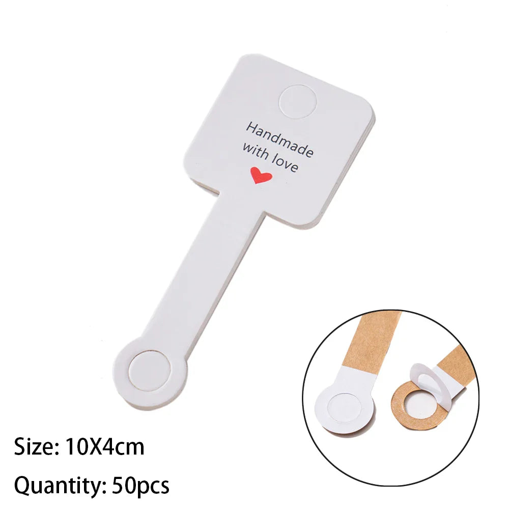 50PCS Self-Adhesive Display Card — 4x10cm Price Tags for Bracelets, Keychains & Jewelry Packaging, Small Business Labels