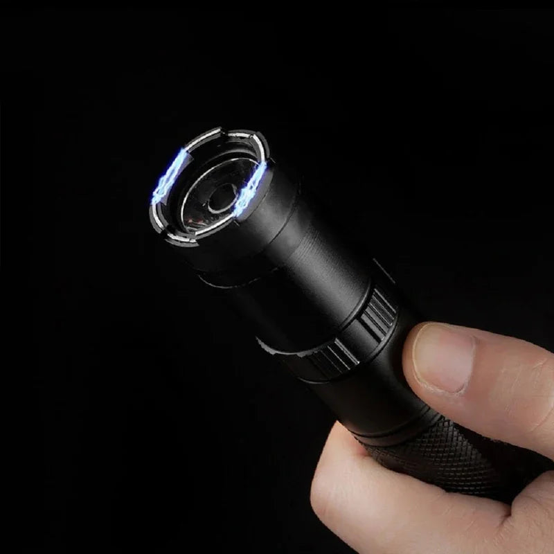 910A Rechargeable Self-Defense Flashlight — High-Power Outdoor Torch with Large Capacity Battery, Black
