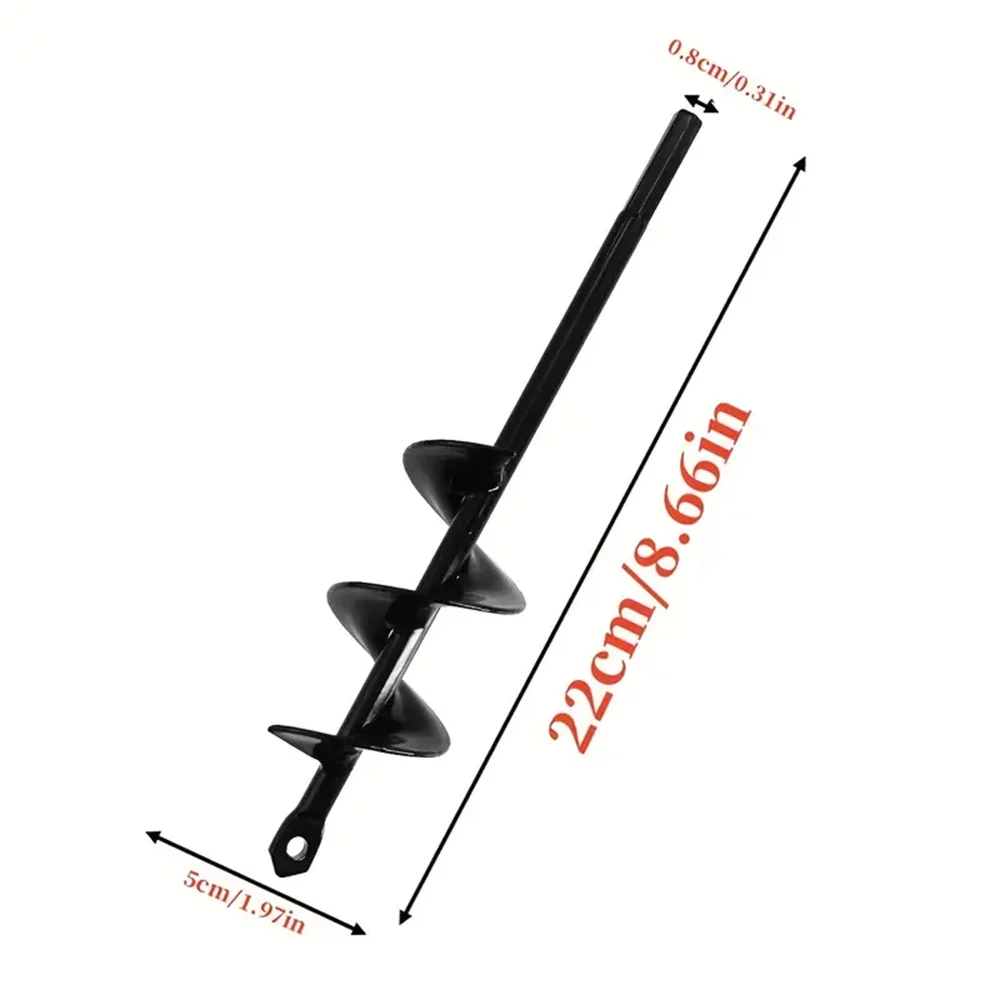 Garden Auger Spiral Drill Bit – 3/8" Hex Drive Soil Digger Tool for Planting Holes and Loose Soil