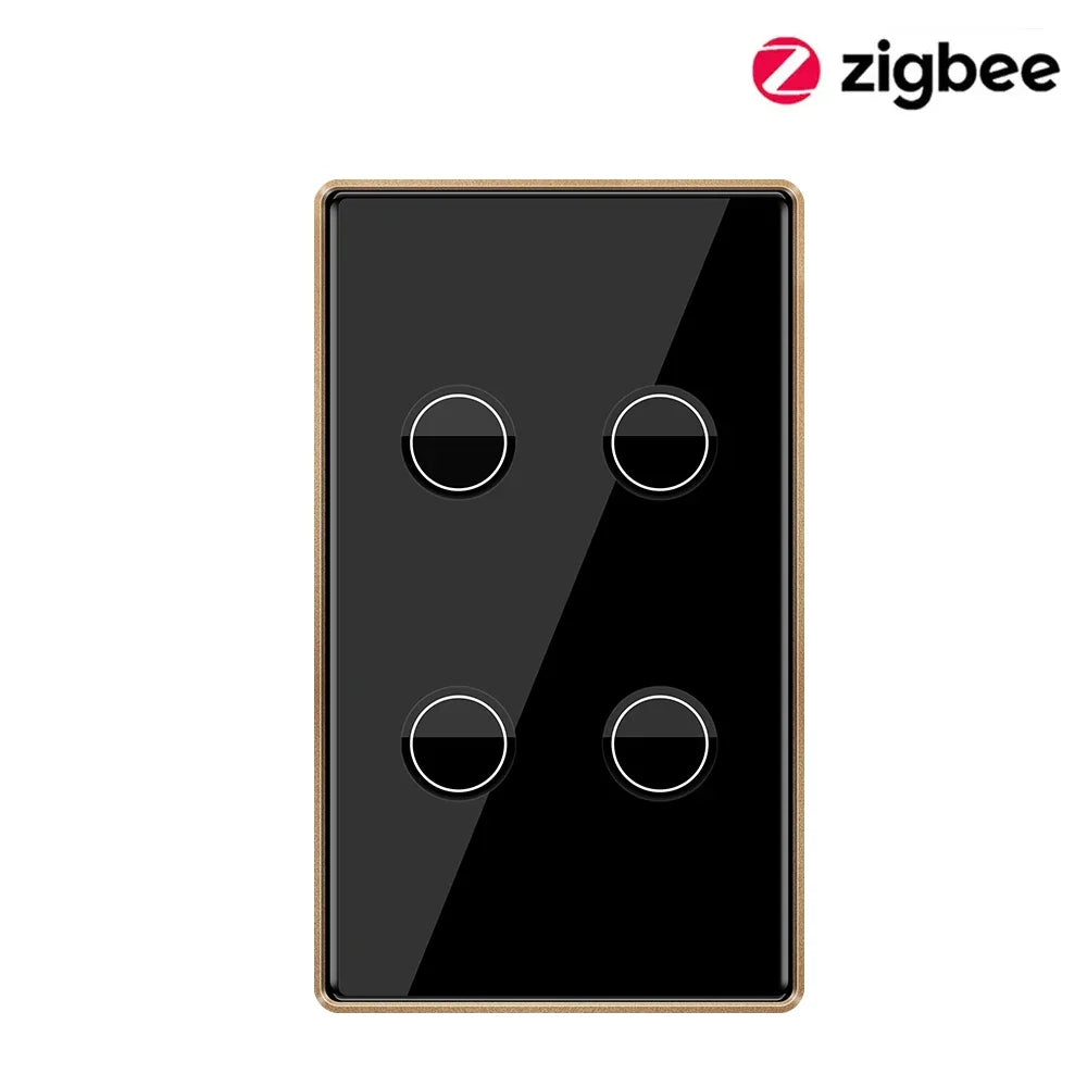 Tuya ZigBee Smart Touch Light Switch (1/2/3/4 Gang) – Aluminum Alloy Wall Switch with Neutral Wire, Smart Life App, Alexa & Google Home Control