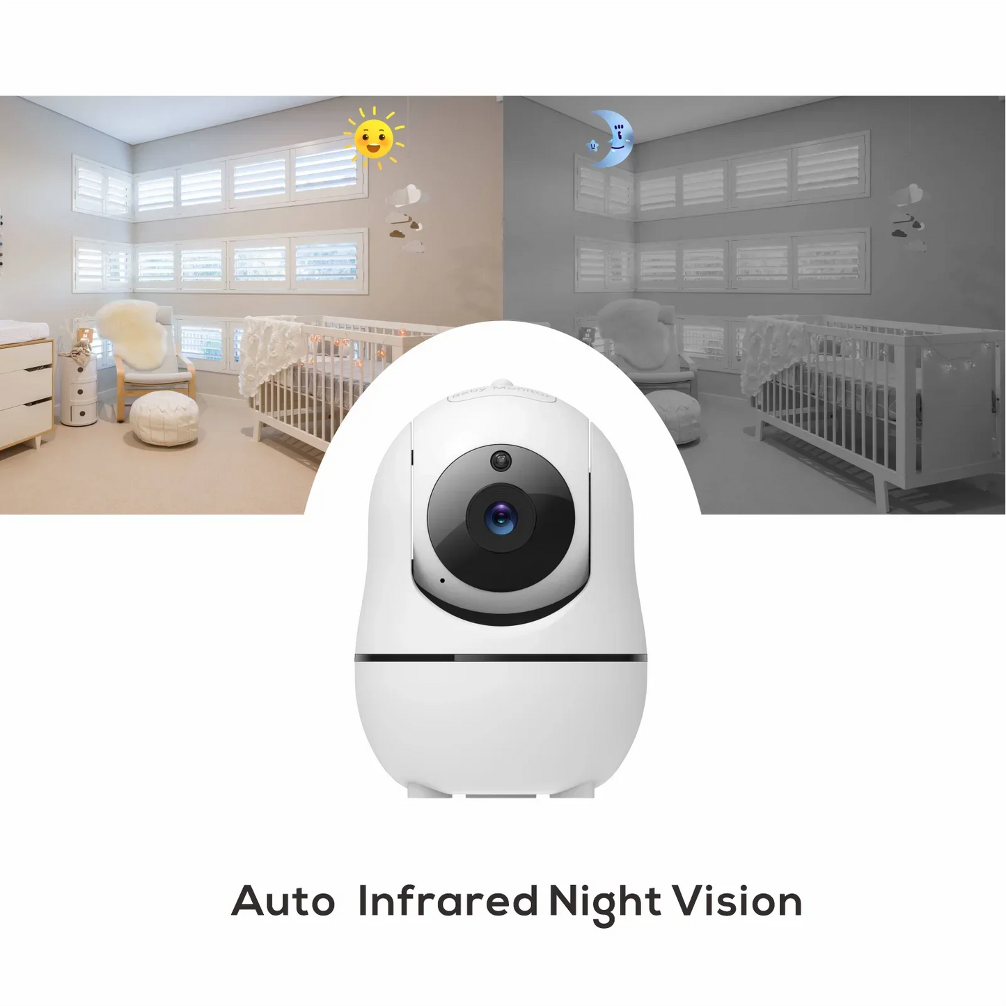 5 Inch Video Baby Monitor with Camera & Audio – 4X Zoom, 1000ft Range, 2-Way Talk, Temperature Sensor & Lullabies, Long Battery Life
