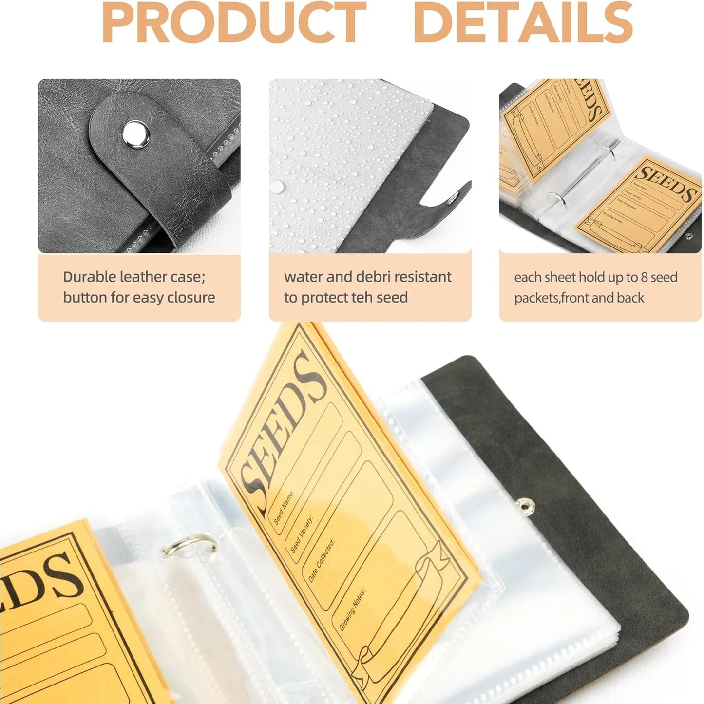 Garden Seed Storage Organizer Binder β 50 Self-Sealing Seed Envelopes for Easy Seed Packet Organization