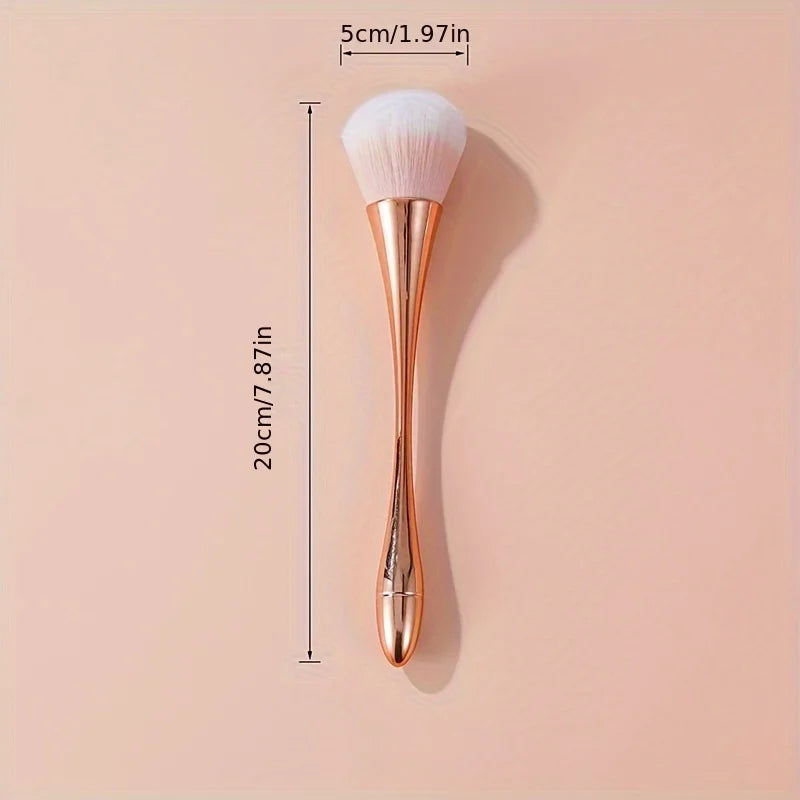Rose Gold Fan Makeup Brush - Soft Hair Powder, Blush & Highlighter Brush