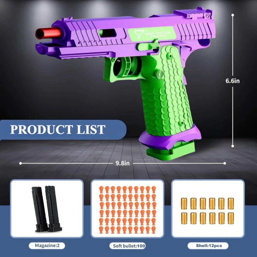 SIG17 Shell Ejecting Toy Gun – Blowback Soft Bullet Pistol with Continuous Firing Action for Kids Gift