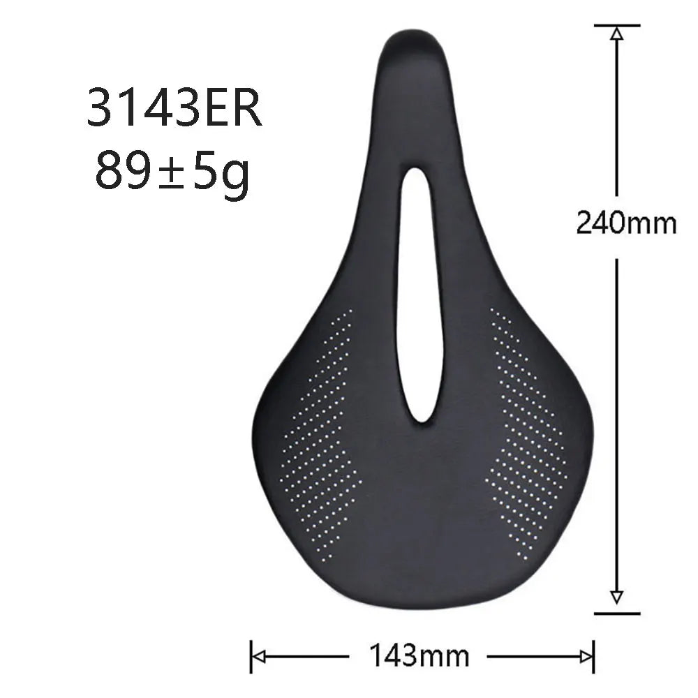 ELITAONE Road & MTB Bike Saddle — 240x143mm Carbon Fiber Round Rail | Super Light 89g 3143ER Seat
