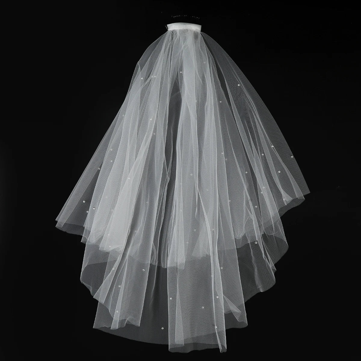 White Tulle Bow Veil Hairpin with Pearls – Elegant Bridal & Bachelorette Hair Clip for Weddings, Parties, and Gifts