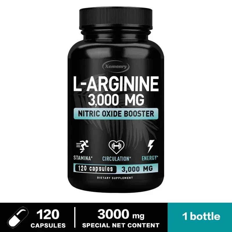 L-Arginine Supplement – Boost Energy, Strength & Endurance, Vascular Support for Exercise & Muscle Health