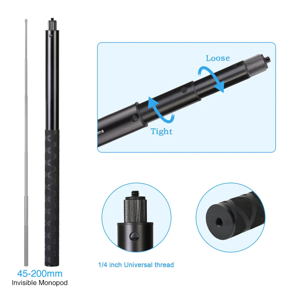 Motorcycle Panoramic Selfie Stick for Insta360 One X2/X3, Monopod Handlebar Mount Bracket, Compatible with GoPro Max Hero 11 Accessories