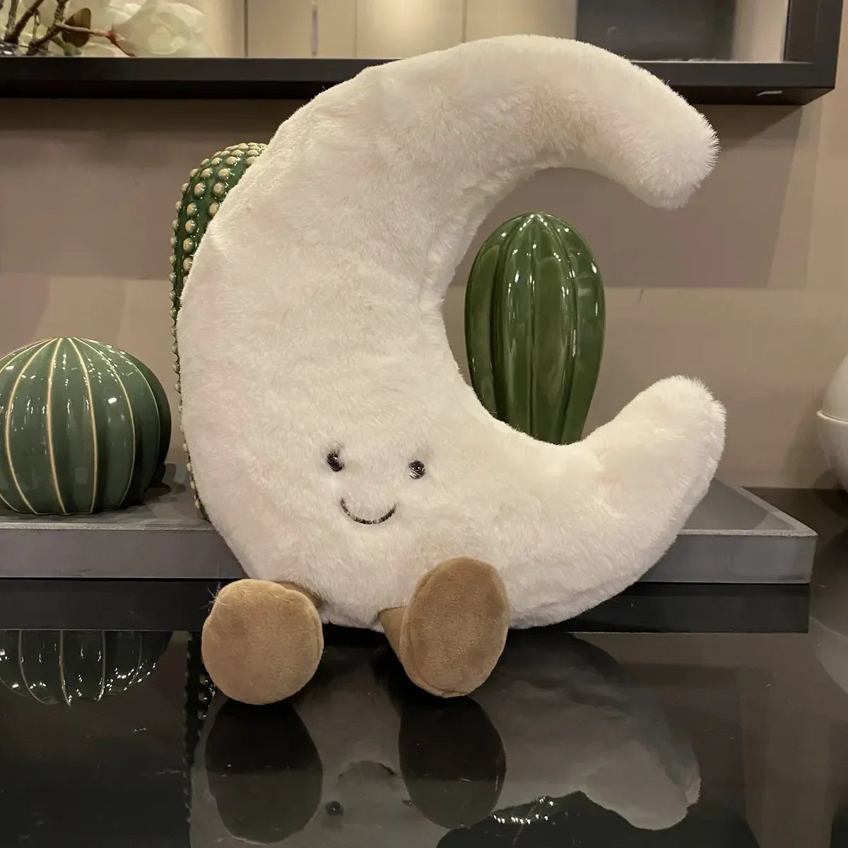 Smile Face Moon & Sun Plush Cushion – Cute Weather Stuffed Toy for Kid's Bedroom Decor & Sofa Throw Pillow