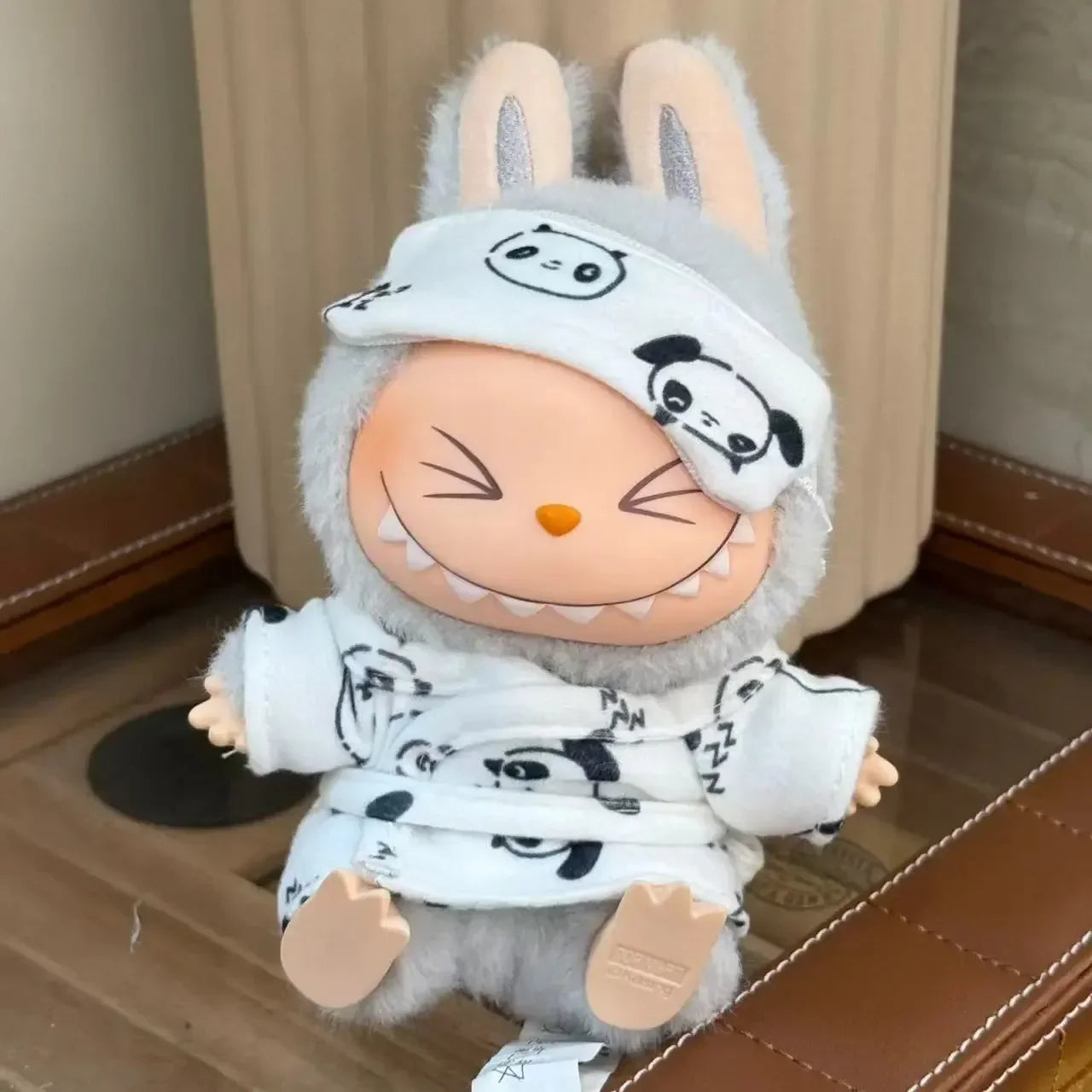 15-17cm Labubu Mini Pajamas Set with Eye Mask – 3-Piece Kawaii V1 V2 Doll Clothes for Plush Dolls & Kids Gifts