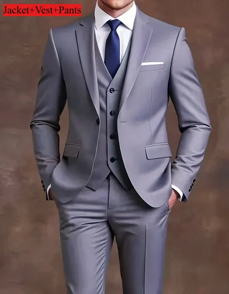 Men's Slim Fit Tuxedo Suit Set - Elegant Black Formal Suit for Weddings, Business & Special Occasions