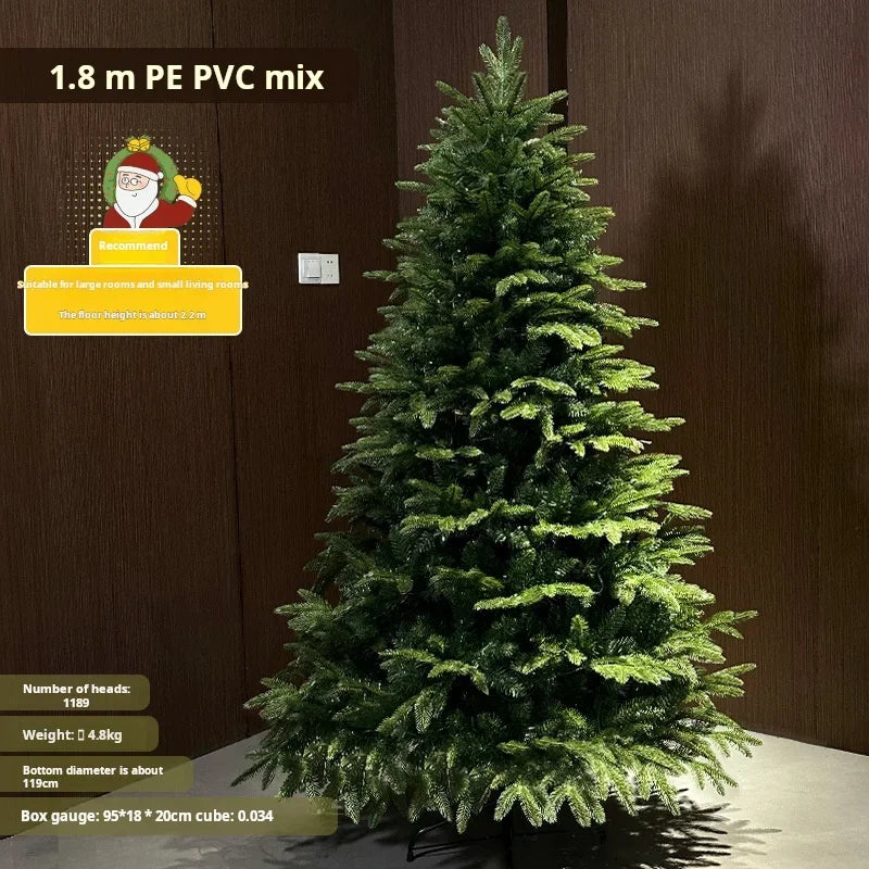 PE & PVC Mixed Christmas Tree with Lights — Large Decorative Holiday Tree for New Christmas Decor