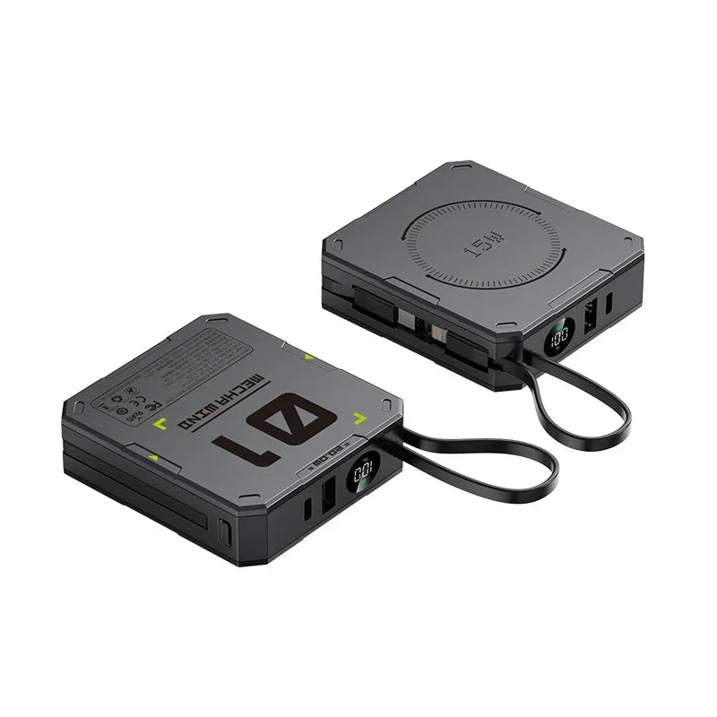 10000mAh Magnetic Wireless Power Bank - 22.5W Fast Charging, Portable Mini External Battery Charger with Cable for Xiaomi