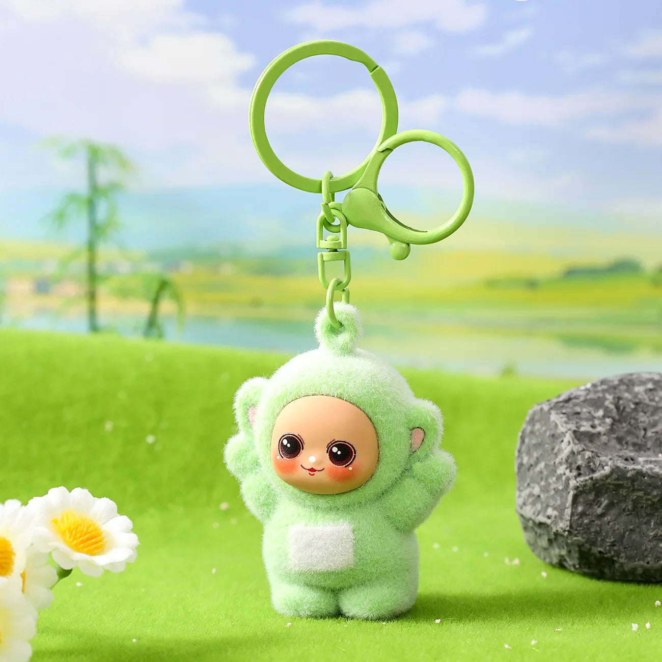 Four-Color Baby Cartoon Keychain Mini Pendant Set Cute Doll Schoolbag Charms Gifts for Kids & Couples