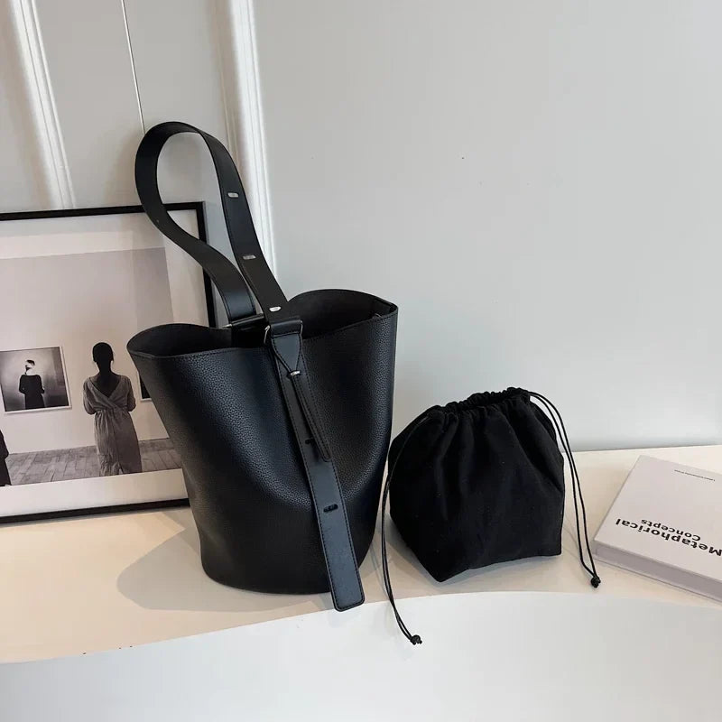 LEFTSIDE Retro Small Solid Color Leather Shoulder Bag – 2025 Korean Designer Handbag for Women