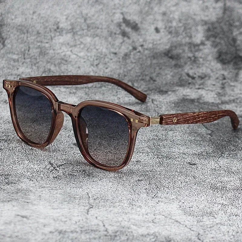 Retro Wood Grain Polarized Sunglasses for Men & Women – UV Protection Eyewear for Cycling, Outdoor & Street Photography
